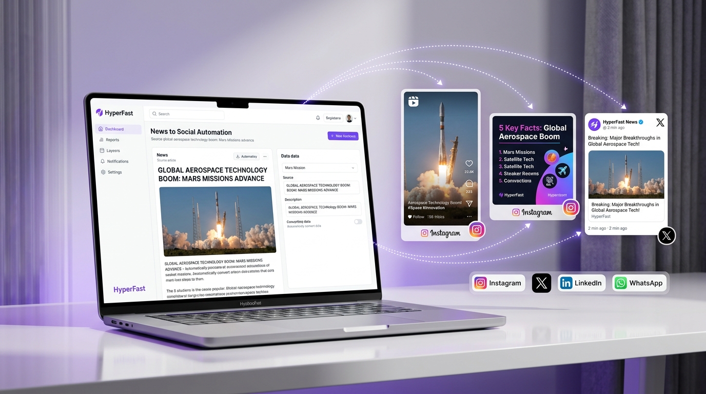 HyperFast News-to-Social Automation - Turn one news story into multiple platform assets