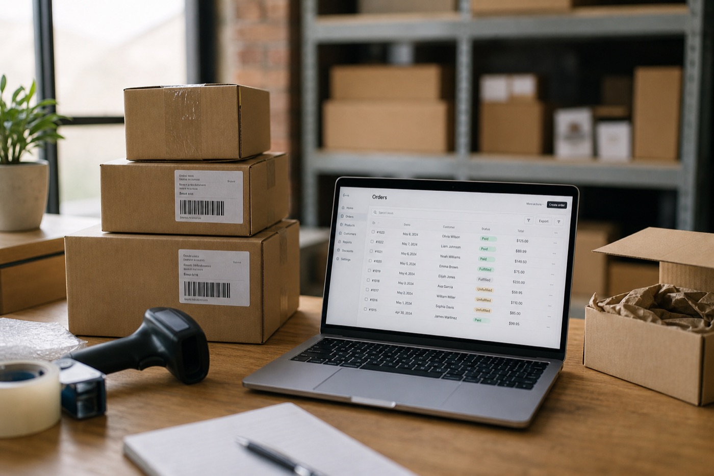Ecommerce packing and order fulfillment desk