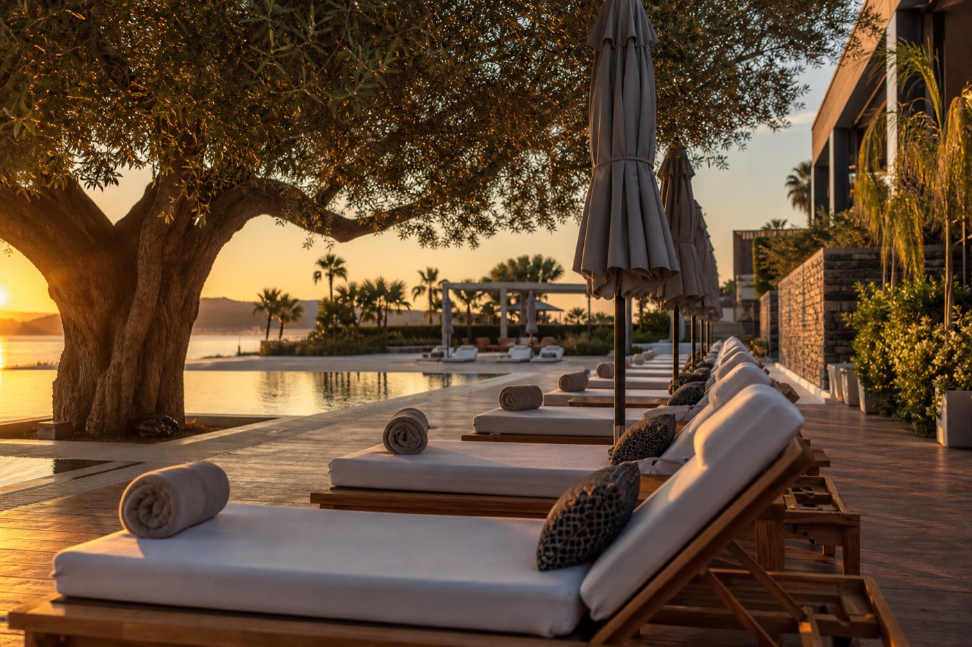 Resort pool and hospitality setting