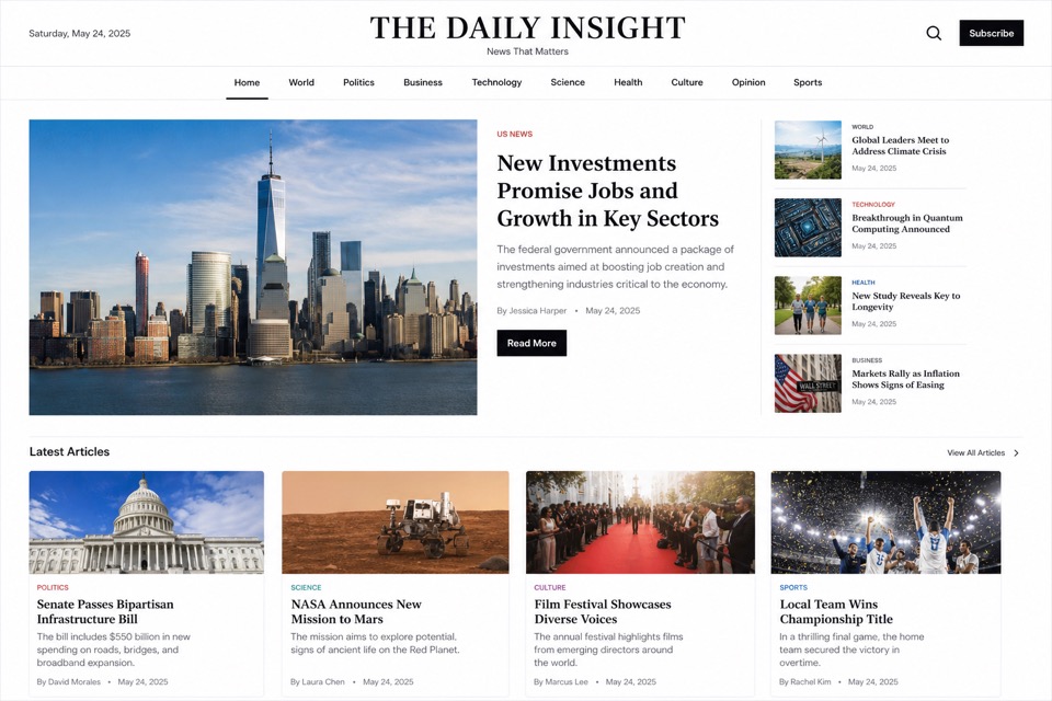 Blog & News website example
